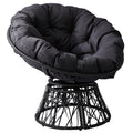 38" Ergonomic Swivel Wicker Papasan Chair with Thick Tufted Cushions, 360 Degree Rotatable Chairs for Living Room Bedroom Reading Room, Gray Cushion