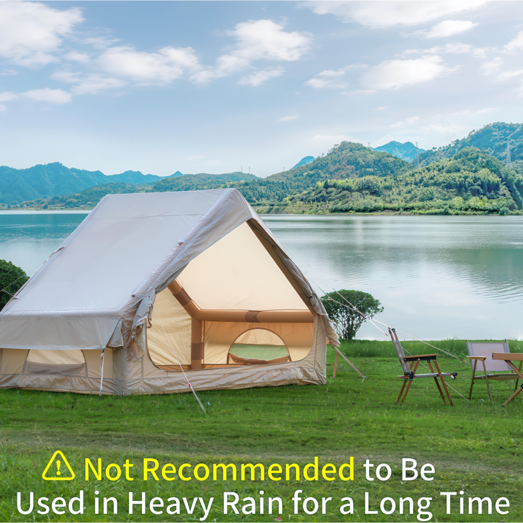 Inflatable Tent With Pump,Glamping Tents For 4-6 Person, Easy Setup 4 Season Waterproof Outdoor Tent,Waterproof Luxury Glamping Tent with 12 Mesh Window