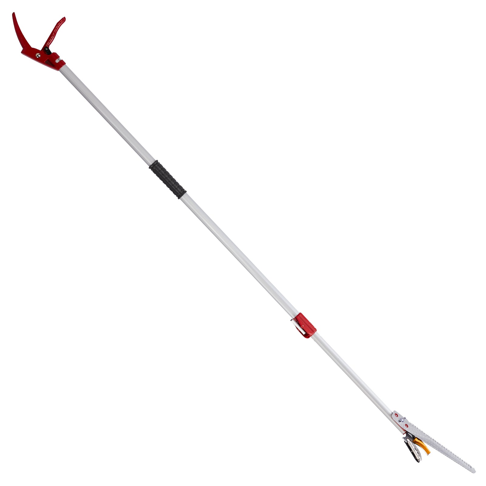 Long Reach Pruner for Garden, Cut & Hold Telescopic Pole Pruner, Fruit Picker Tree Branch Cutter with Lightweight Aluminum Extendable Handle, 4.27-7.55 FT