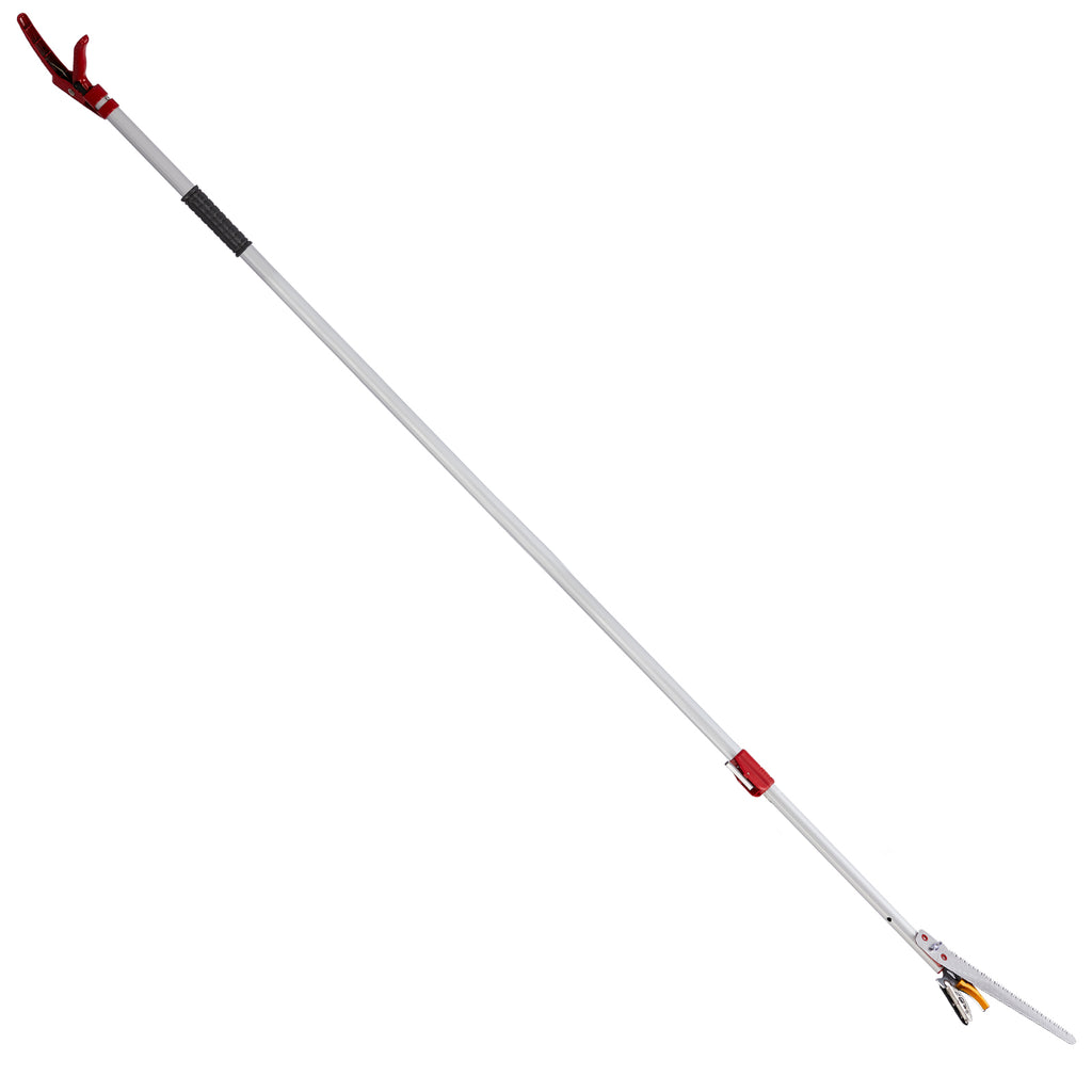 Long Reach Pruner for Garden, Cut & Hold Telescopic Pole Pruner, Fruit Picker Tree Branch Cutter with Lightweight Aluminum Extendable Handle, 4.27-7.55 FT