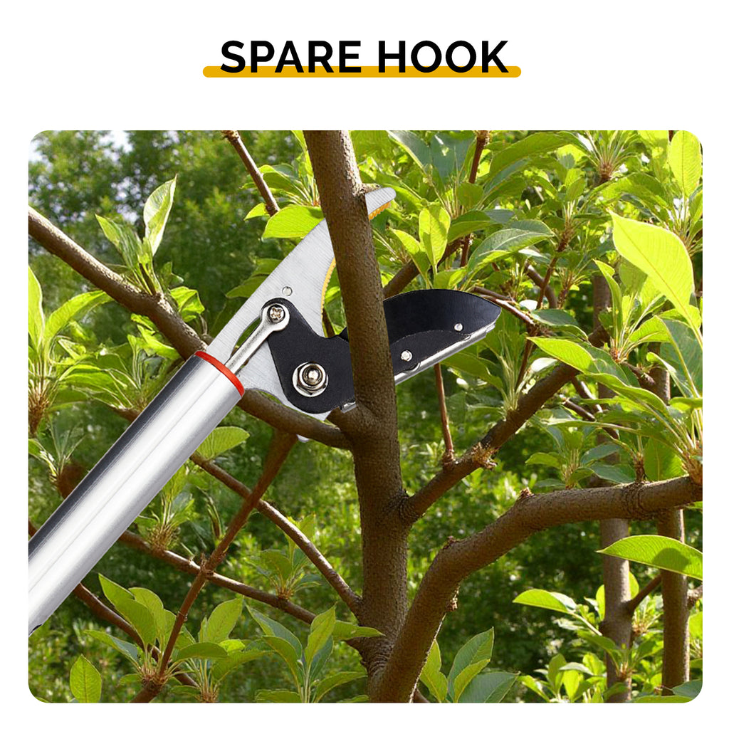 Long Reach Pruner for Garden, Cut & Hold Telescopic Pole Pruner, Fruit Picker Tree Branch Cutter with Lightweight Aluminum Extendable Handle, 4.27-7.55 FT