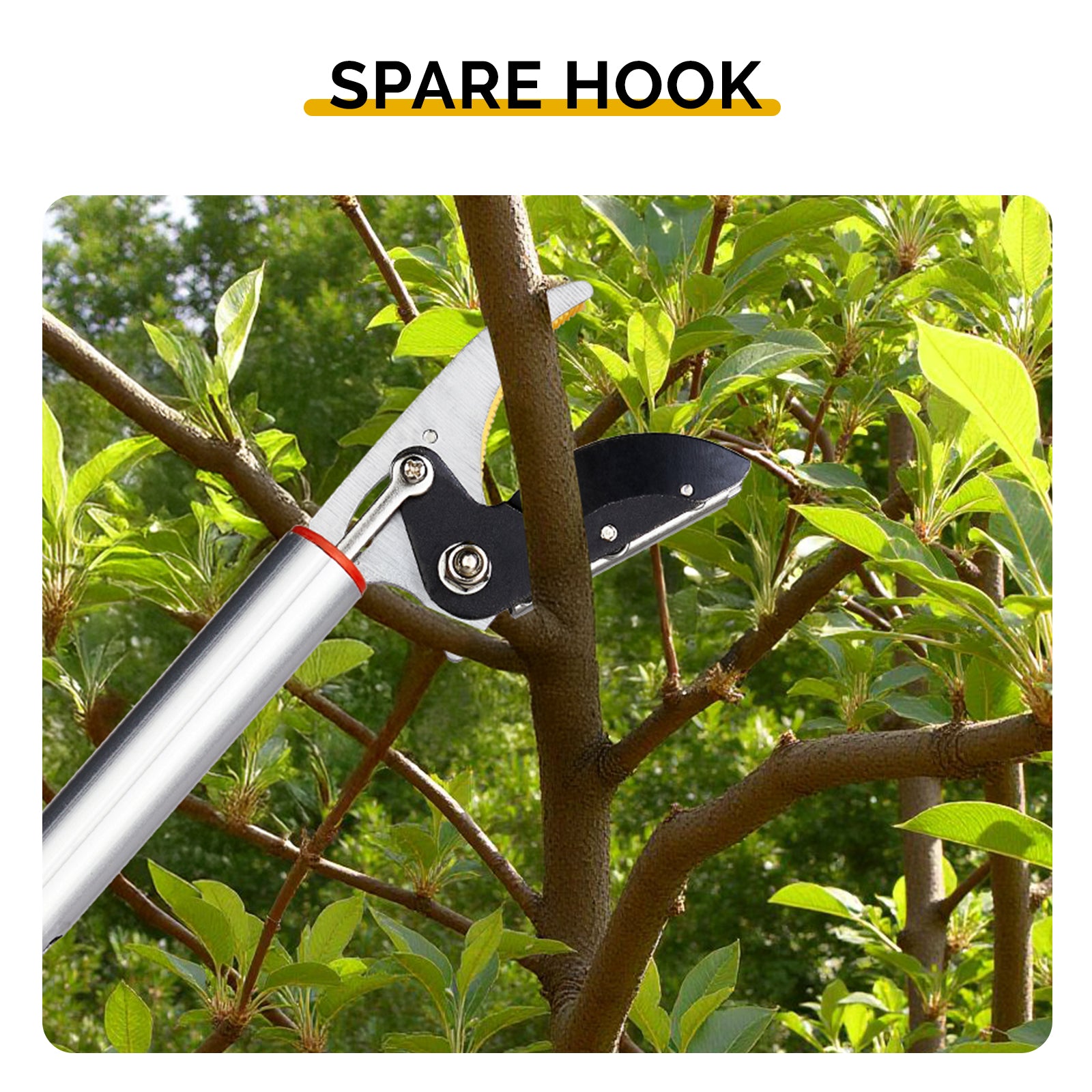 Long Reach Pruner for Garden, Cut & Hold Telescopic Pole Pruner, Fruit Picker Tree Branch Cutter with Lightweight Aluminum Extendable Handle, 4.27-7.55 FT