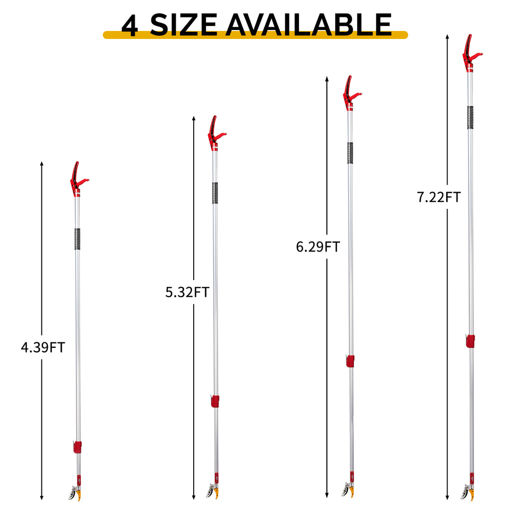Long Reach Pruner for Garden, Cut & Hold Telescopic Pole Pruner, Fruit Picker Tree Branch Cutter with Lightweight Aluminum Extendable Handle, 4.27-7.55 FT