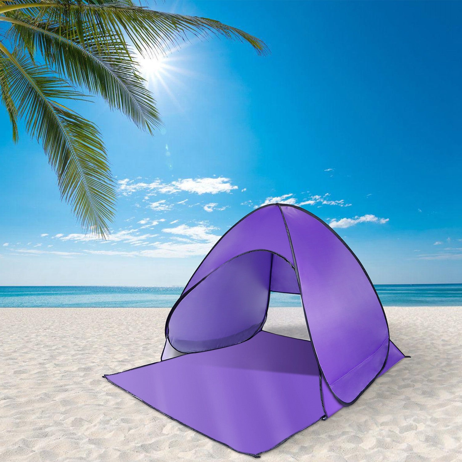 Pop Up Beach Tent Sun Shade Shelter Anti-UV Automatic Waterproof Tent Canopy for 2/3 Man w/ Net Window Storage Bag for Outdoor Beach Camping Fishing Park Lake