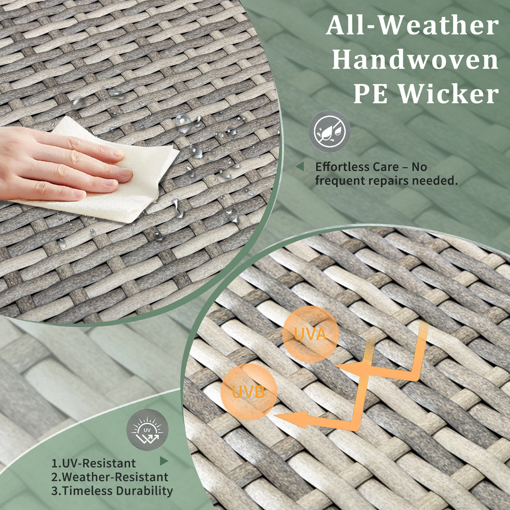 Outdoor PE Wicker Side Table with Storage, Patio Rattan End Table Square Container for Furniture Covers, Toys and Gardening Tools, Grey