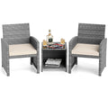 White 3 Pieces Patio Furniture Set with Tempered Glass Coffee