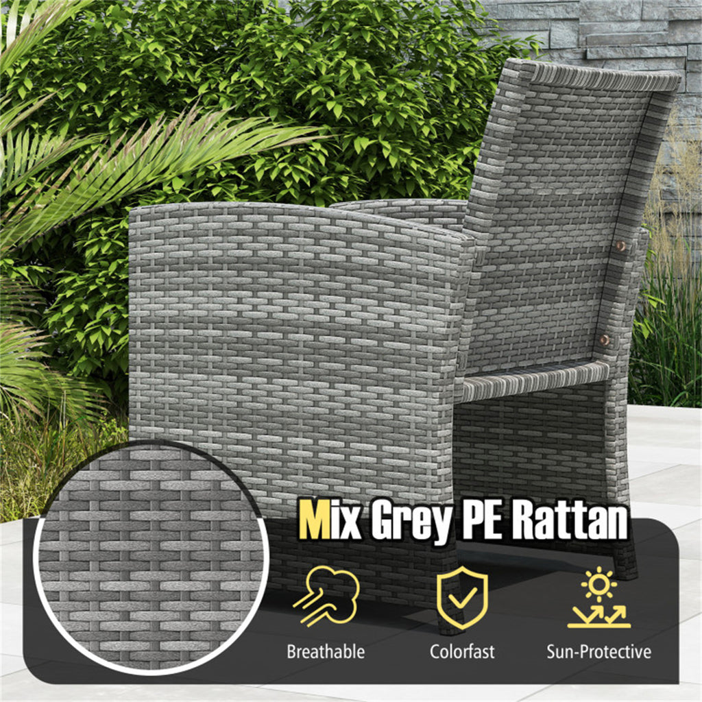 White 3 Pieces Patio Furniture Set with Tempered Glass Coffee