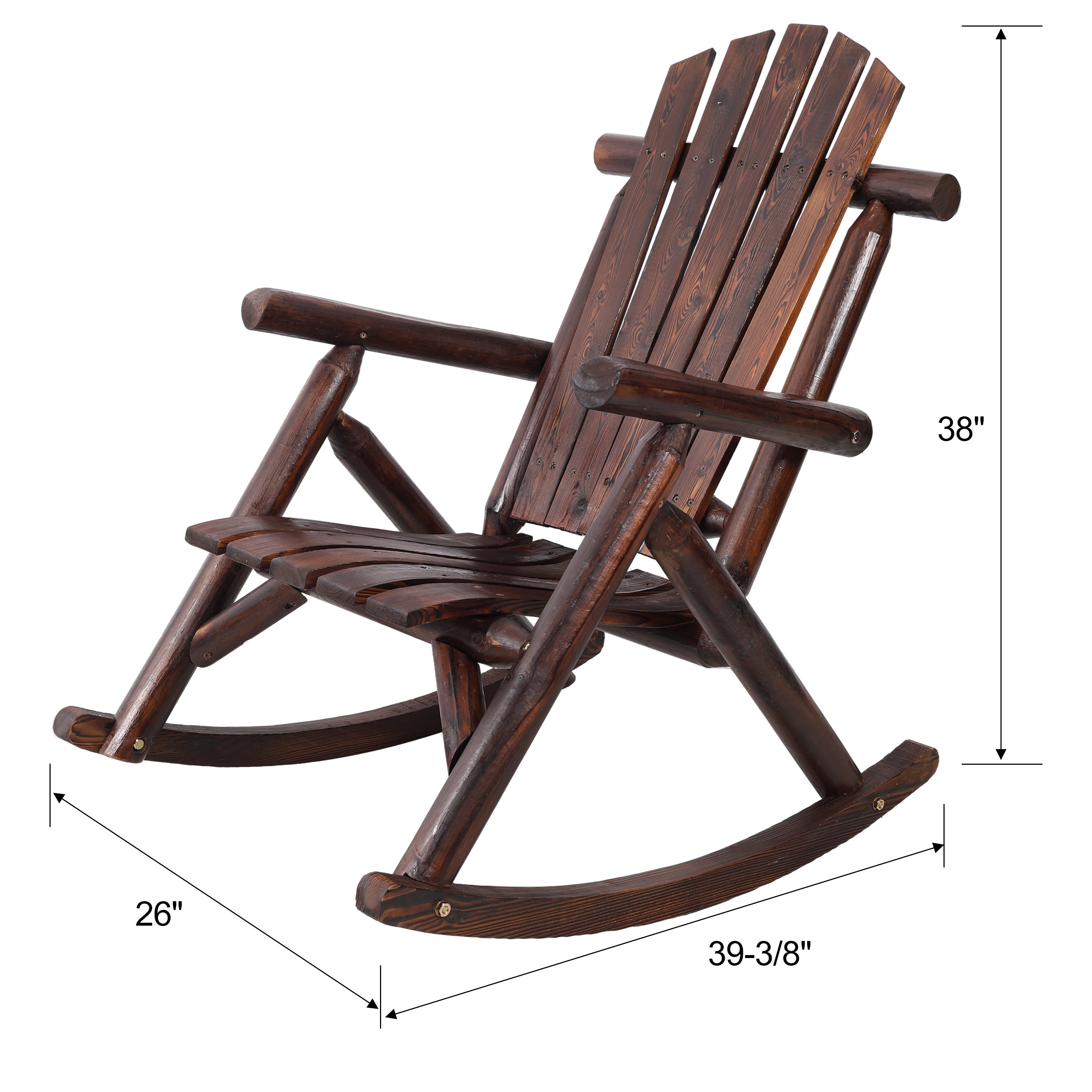 Wooden Porch Rocker Chair,Durable Wooden Porch Rocker Chair,Fir log Rocking Chair,Patio Rockers for Outside,Garde.Brown Color