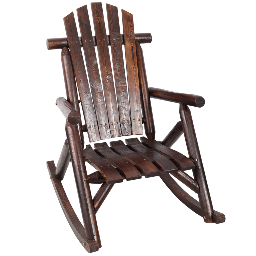 Wooden Porch Rocker Chair,Durable Wooden Porch Rocker Chair,Fir log Rocking Chair,Patio Rockers for Outside,Garde.Brown Color