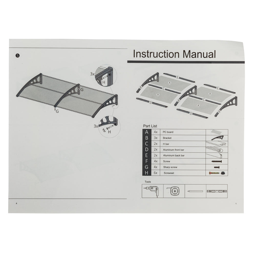 [Same Code：41643121]HT-200 x 100 Household Application Door & Window Rain Cover Eaves Brown Board & Black Holder