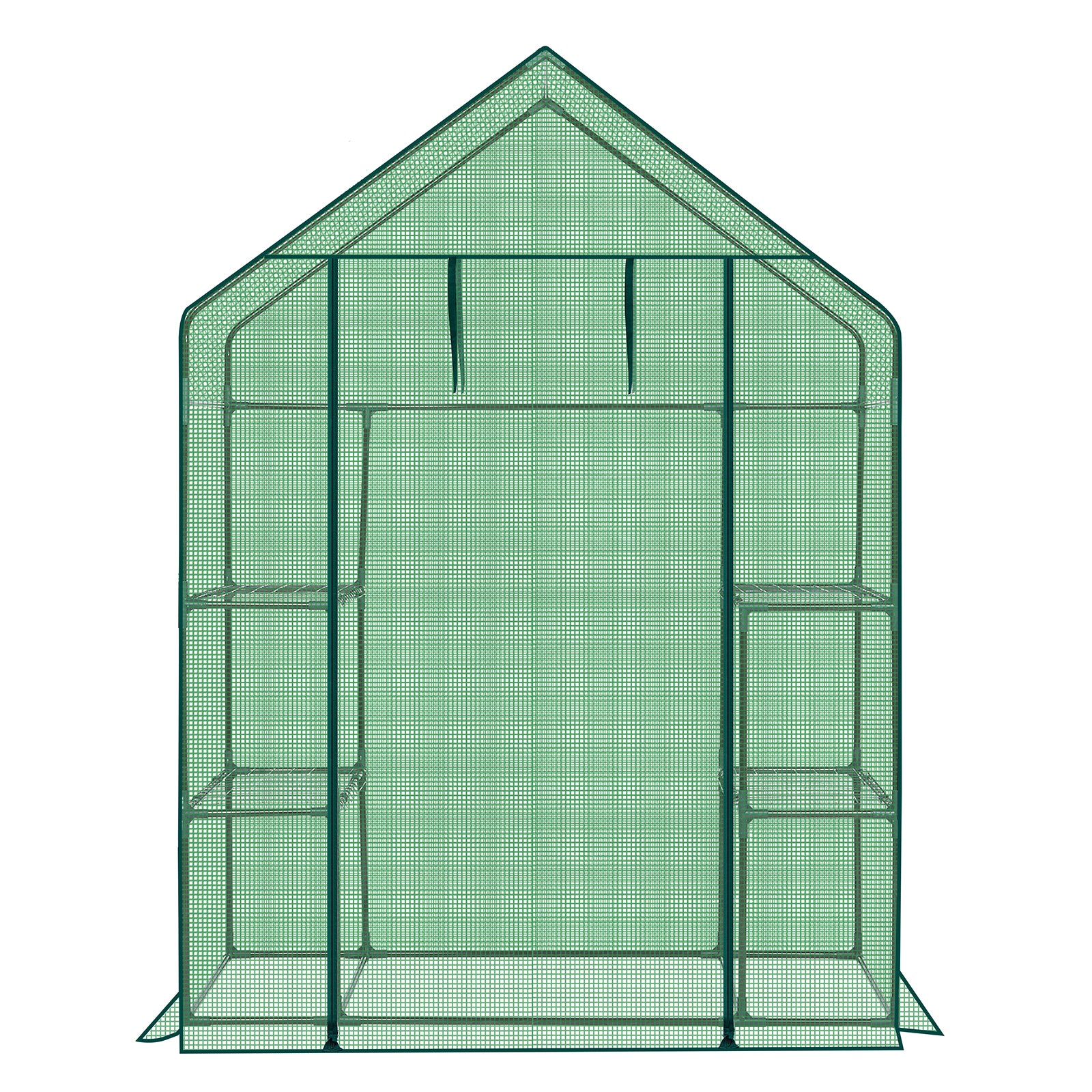 Mini Walk-in Greenhouse with PE Cover, 4-Shelf Indoor Outdoor Plant Gardening Green House for Garden Backyard, 56" x 29" x 77", Green