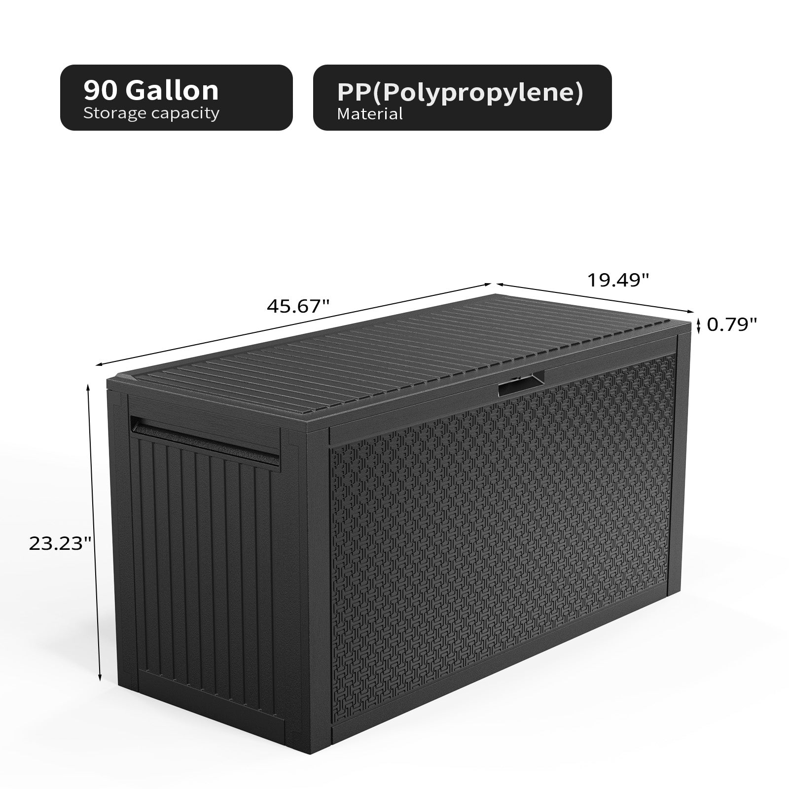 90gal  Outdoor Garden Plastic Storage Deck Box Chest Tools Cushions Toys Lockable Seat