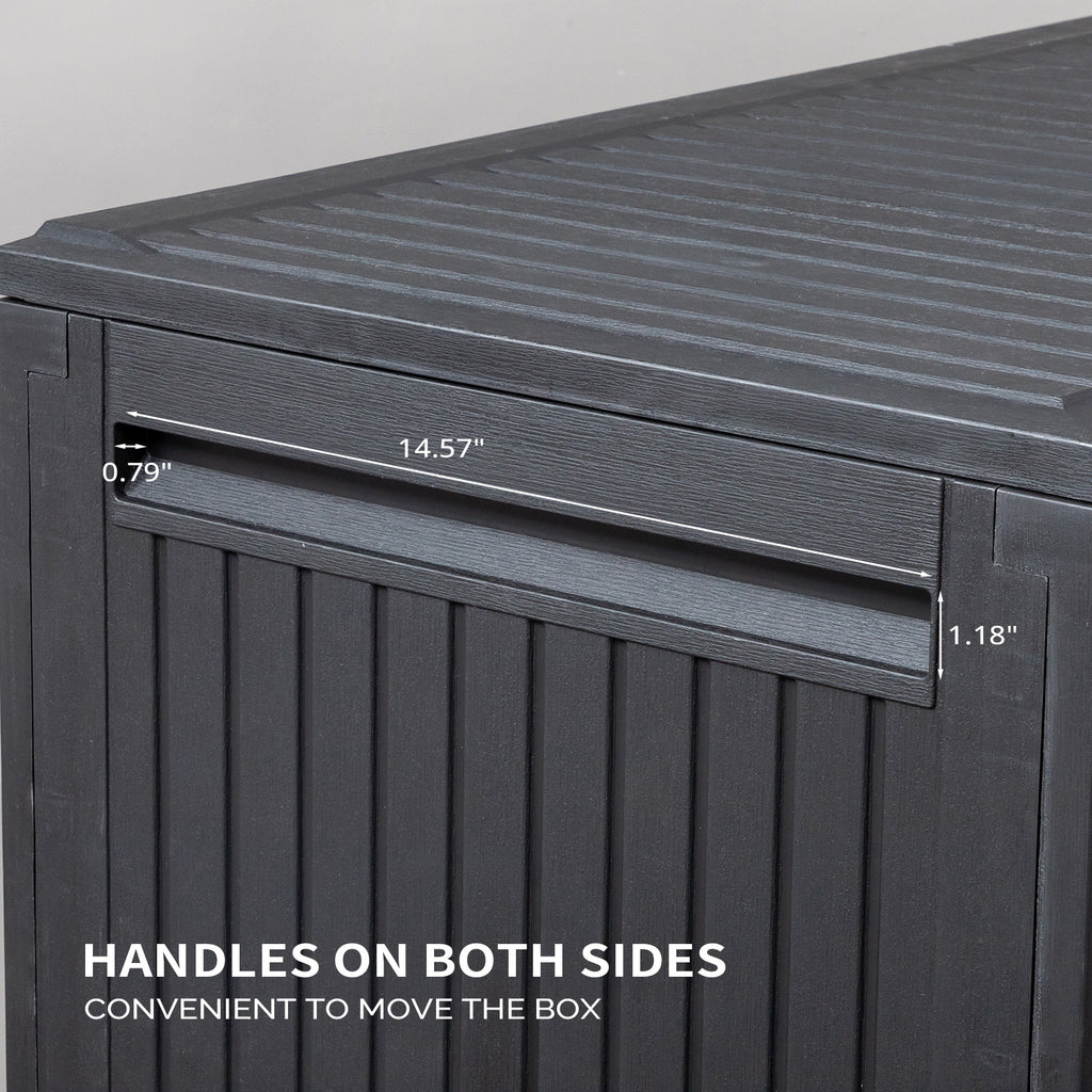 90gal  Outdoor Garden Plastic Storage Deck Box Chest Tools Cushions Toys Lockable Seat