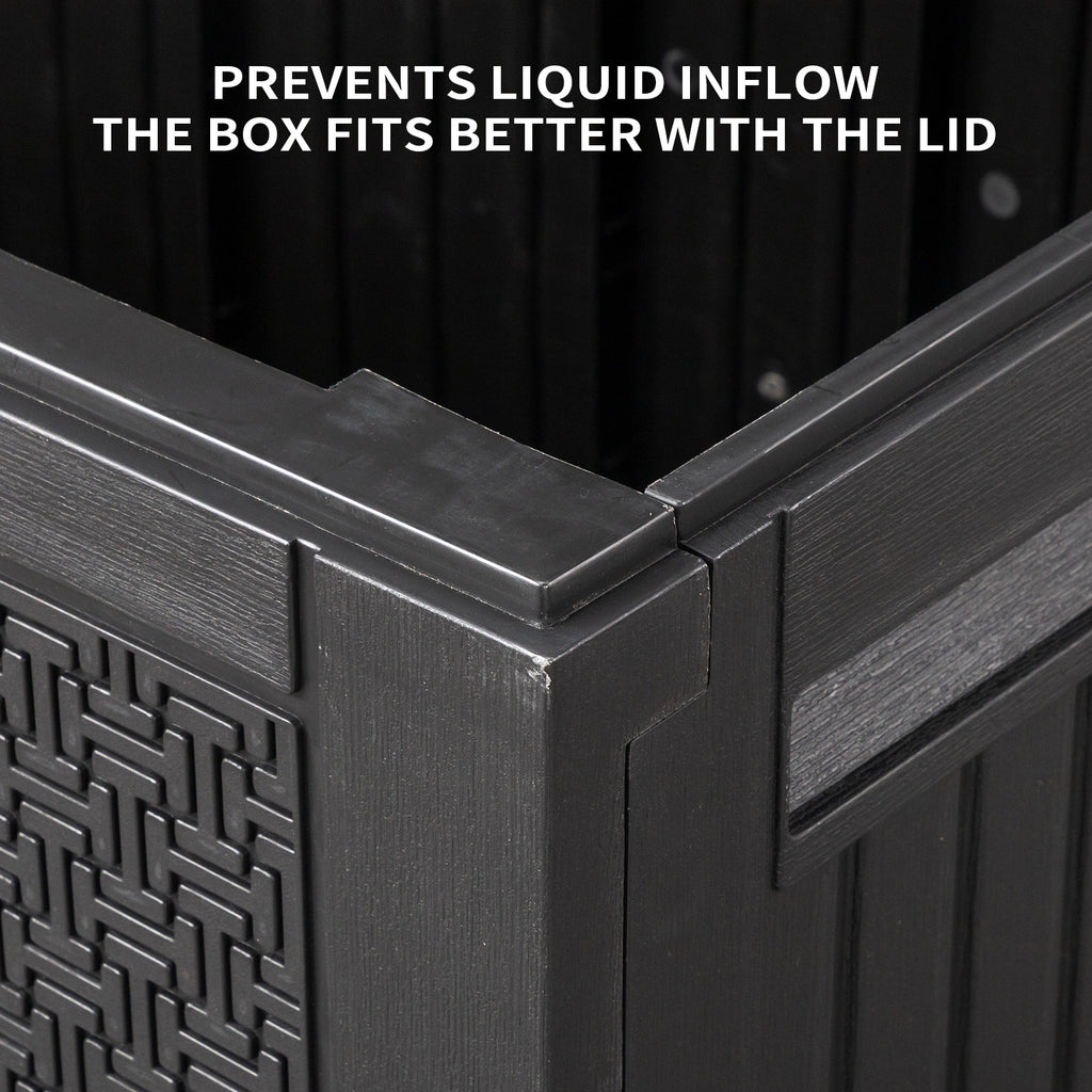 90gal  Outdoor Garden Plastic Storage Deck Box Chest Tools Cushions Toys Lockable Seat
