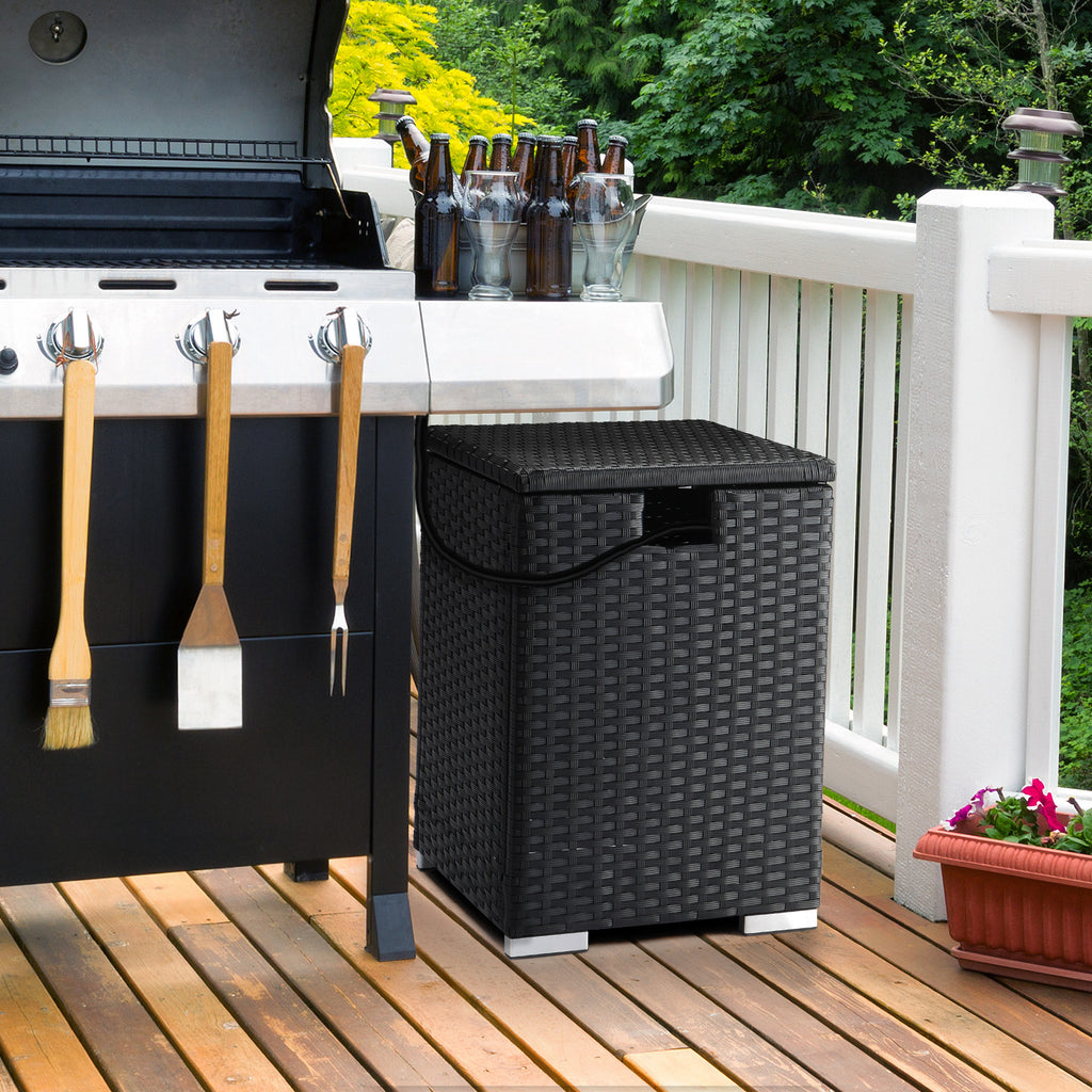40*40*57cm Iron Frame Gas Bottle Storage Rattan Side Table Black Gradient