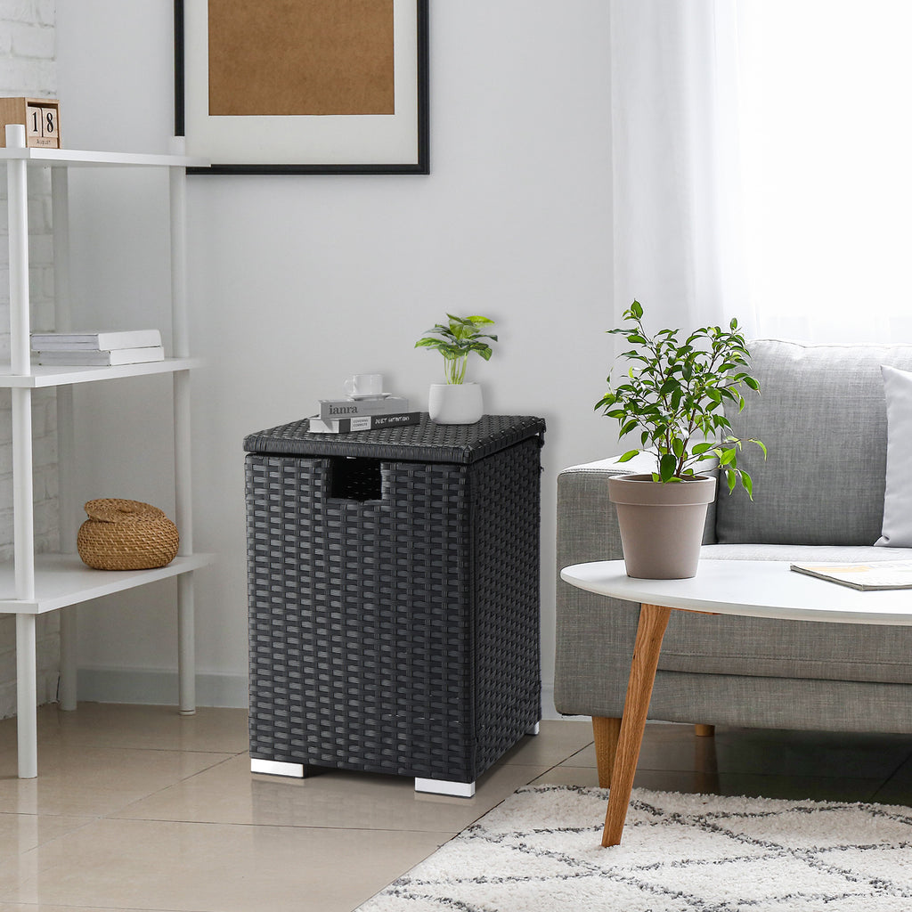 40*40*57cm Iron Frame Gas Bottle Storage Rattan Side Table Black Gradient