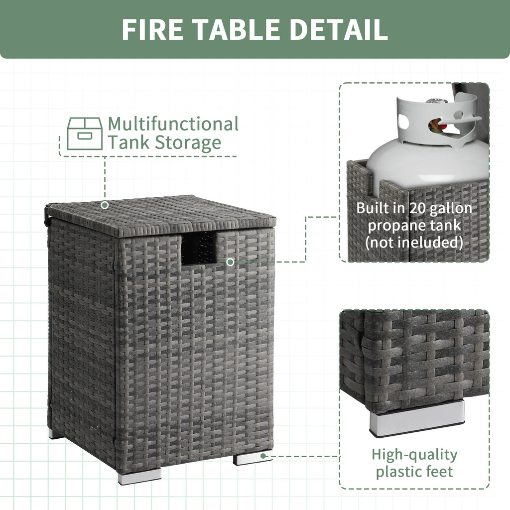 40*40*57cm Iron Frame Gas Bottle Storage Rattan Side Table Gray Gradient