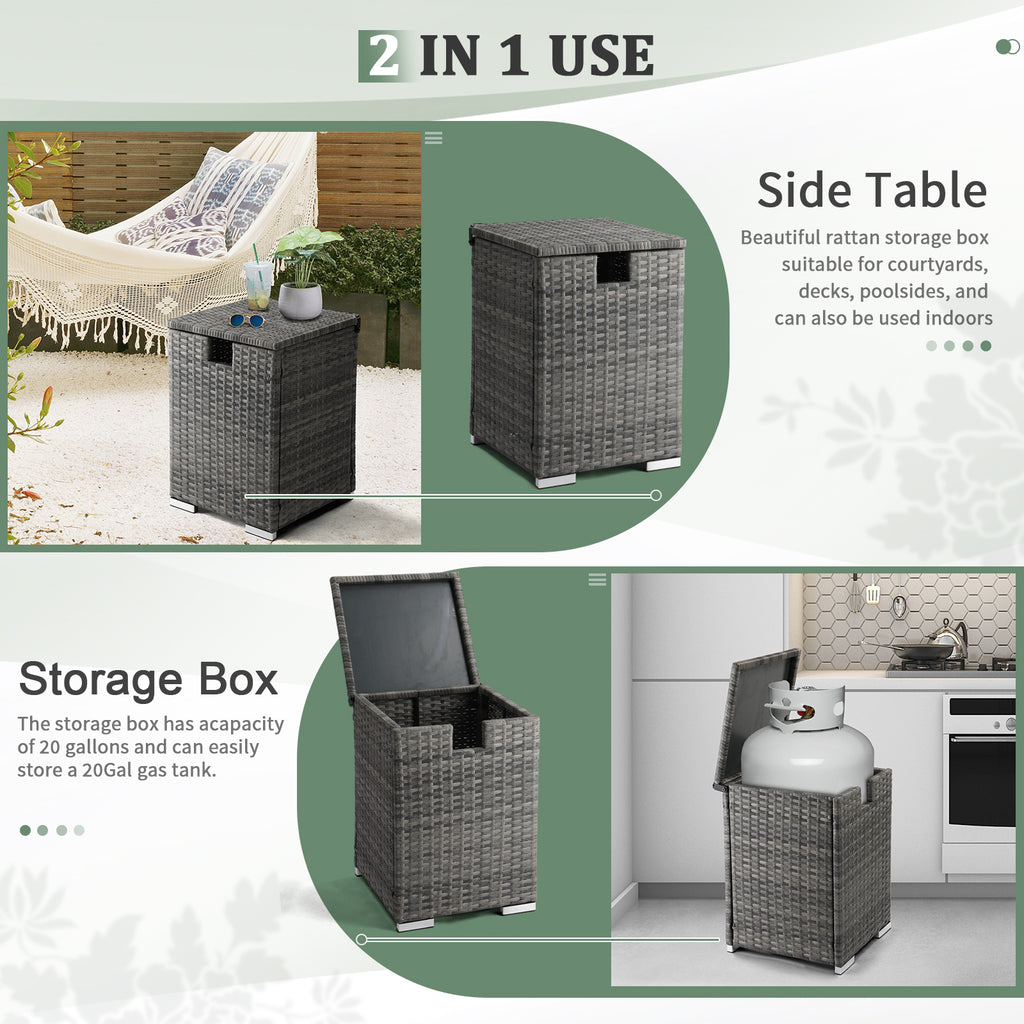 40*40*57cm Iron Frame Gas Bottle Storage Rattan Side Table Gray Gradient