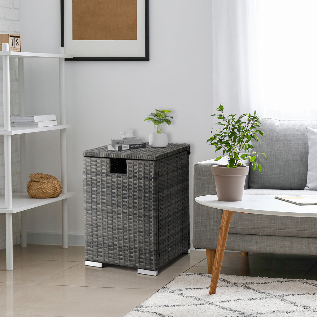 40*40*57cm Iron Frame Gas Bottle Storage Rattan Side Table Gray Gradient