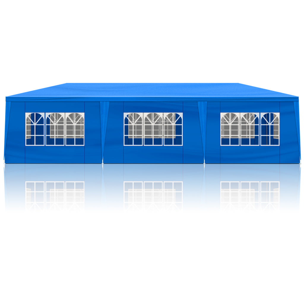 10'x30' Outdoor Party Tent with 8 Removable Sidewalls, Waterproof Canopy Patio Wedding Gazebo, Blue