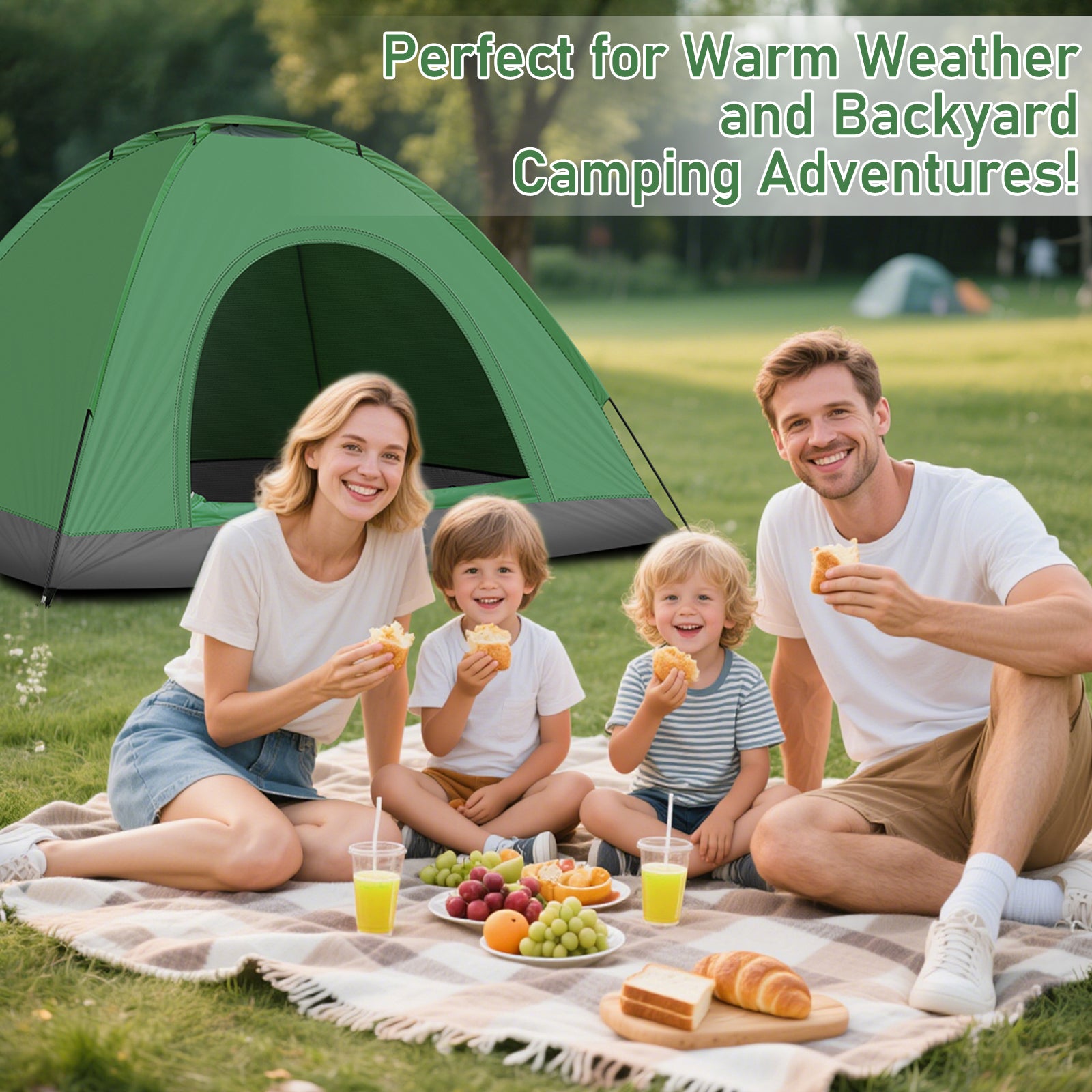3-4 Person Camping Dome Tent Army Green