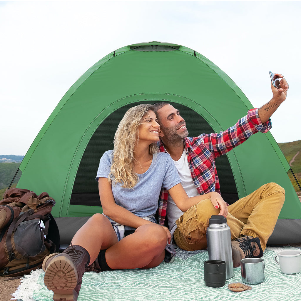 3-4 Person Camping Dome Tent Army Green