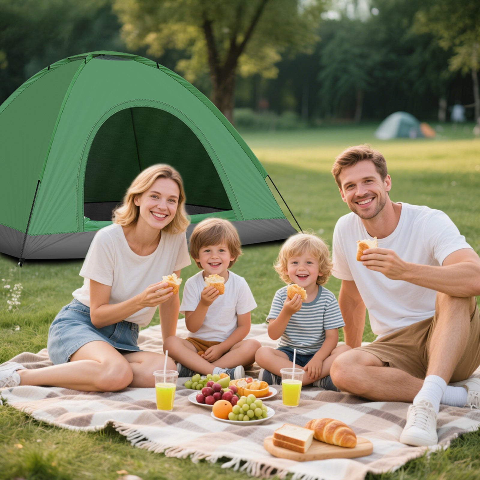 3-4 Person Camping Dome Tent Army Green