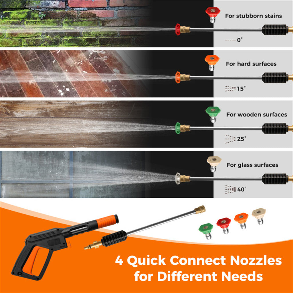 Orange Black 2300 PSI Electric Pressure Washer with 4 Quick-Connect Nozzles & Soap Bottle, 1900W High-Power Cleaner for Driveway Patio