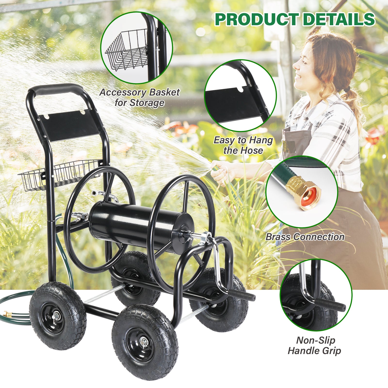 97*53*100cm Black Iron With Green Water Pipe Iron Spokes Water Pipe Truck