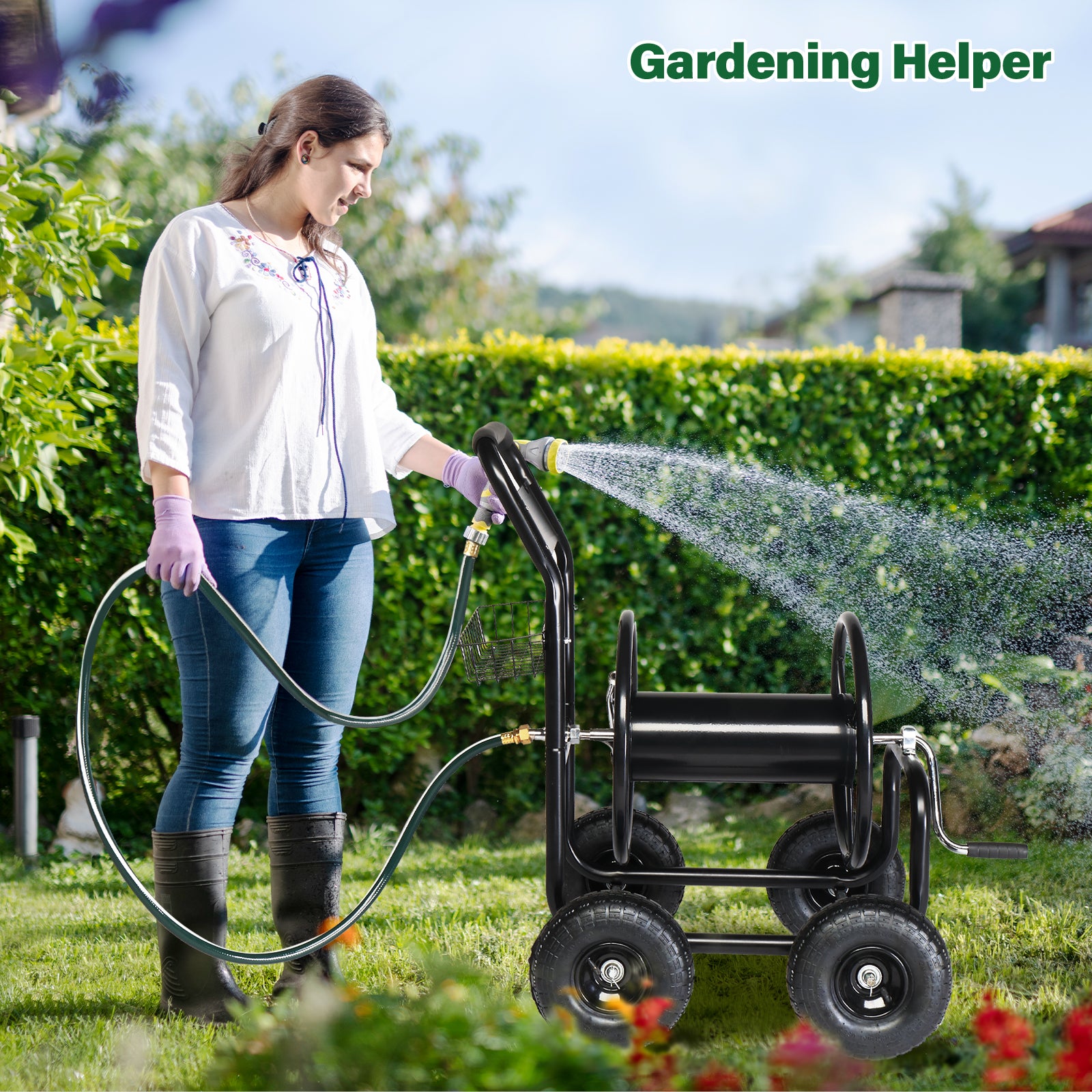 97*53*100cm Black Iron With Green Water Pipe Iron Spokes Water Pipe Truck