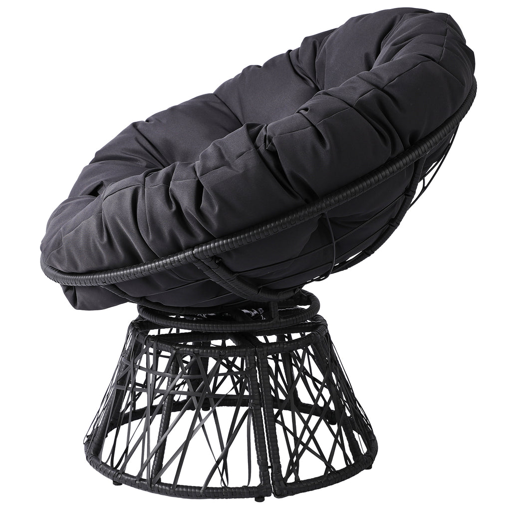 【Replace 89943648】38" Ergonomic Swivel Wicker Papasan Chair with Thick Tufted Cushions, 360 Degree Rotatable Chairs for Living Room Bedroom Reading Room, Gray Cushion