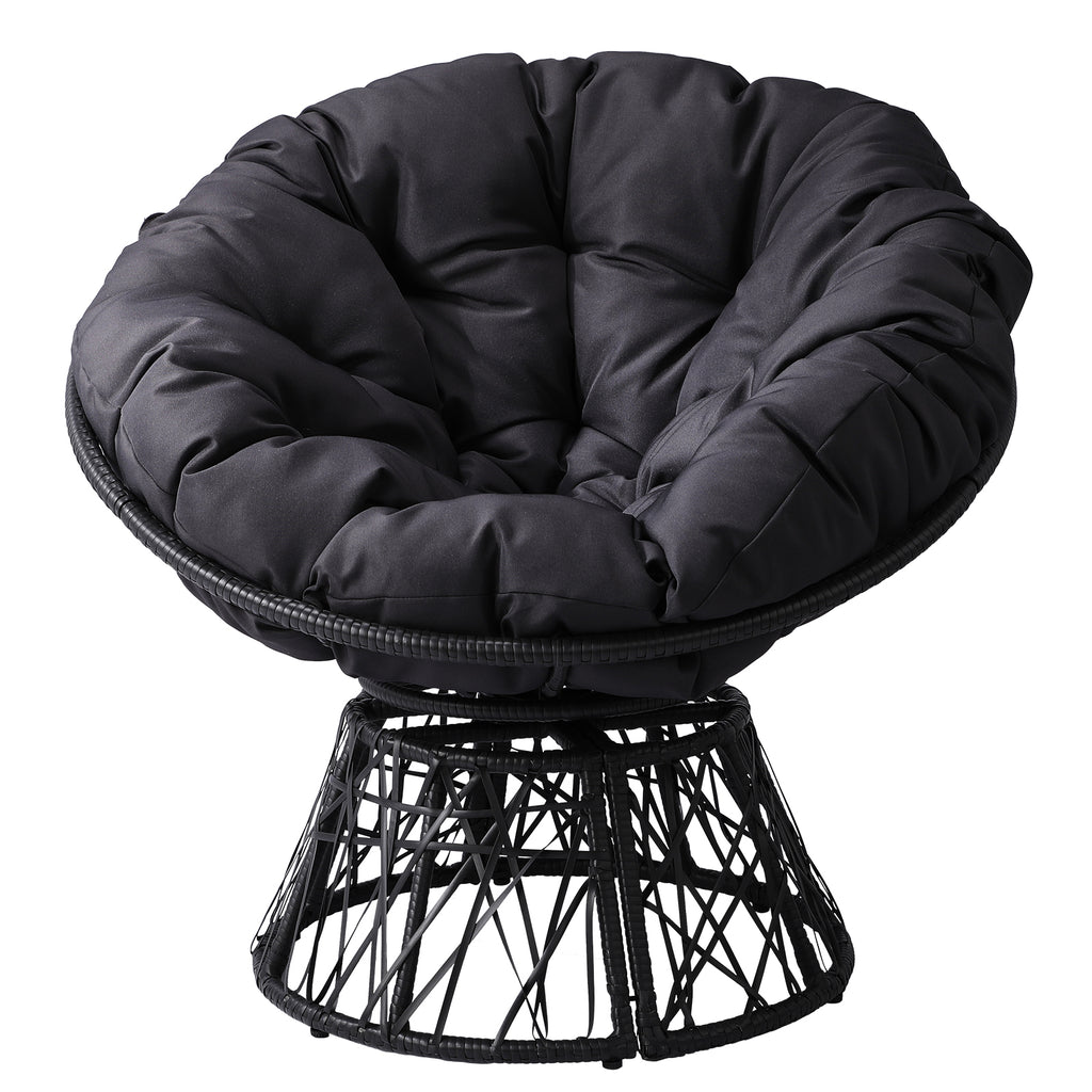 【Replace 89943648】38" Ergonomic Swivel Wicker Papasan Chair with Thick Tufted Cushions, 360 Degree Rotatable Chairs for Living Room Bedroom Reading Room, Gray Cushion