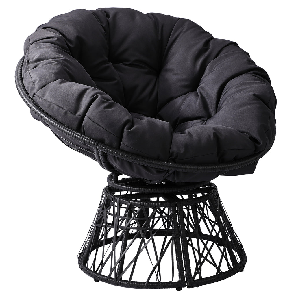 【Replace 89943648】38" Ergonomic Swivel Wicker Papasan Chair with Thick Tufted Cushions, 360 Degree Rotatable Chairs for Living Room Bedroom Reading Room, Gray Cushion