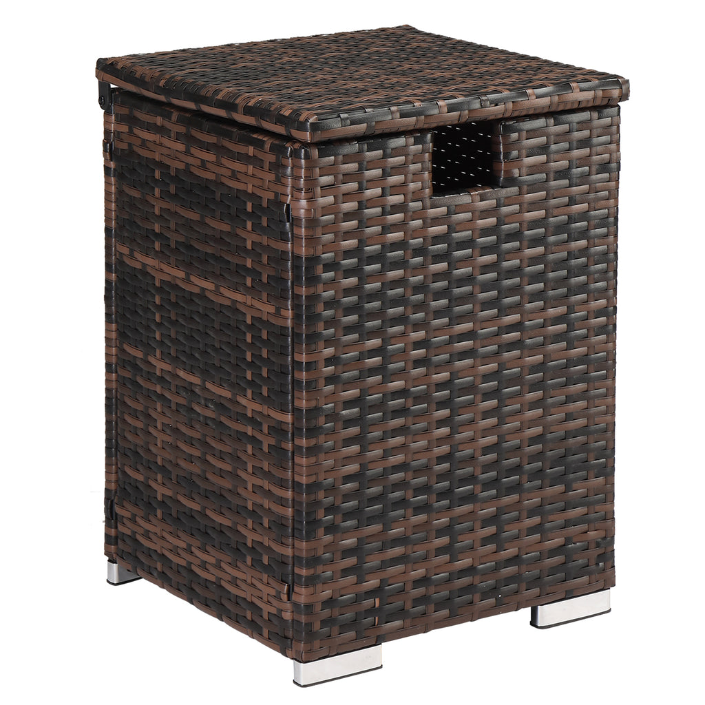 【Replace 95812680】40*40*57cm Iron Frame Gas Bottle Storage Rattan Side Table Brown Gradient