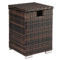 【Replace 95812680】40*40*57cm Iron Frame Gas Bottle Storage Rattan Side Table Brown Gradient