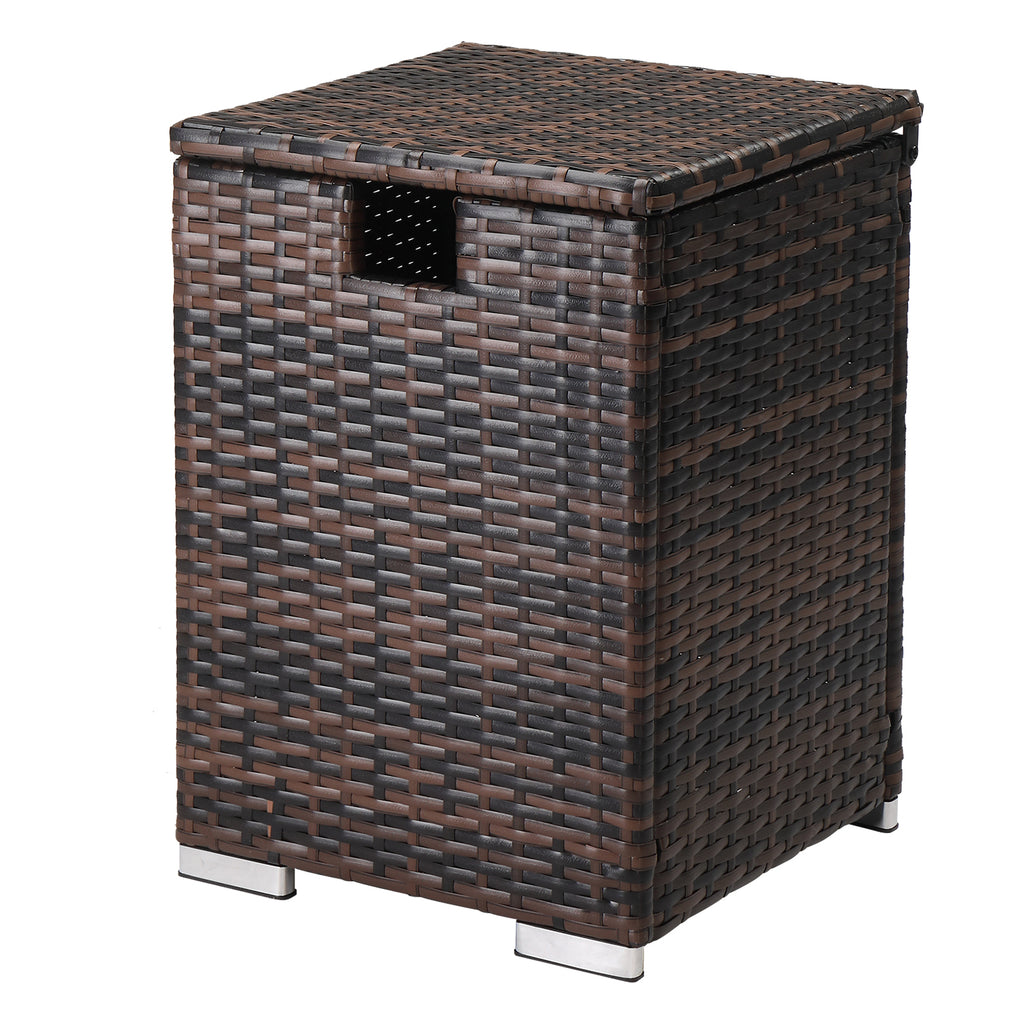 【Replace 95812680】40*40*57cm Iron Frame Gas Bottle Storage Rattan Side Table Brown Gradient