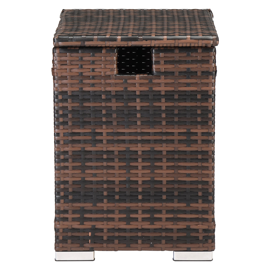 【Replace 95812680】40*40*57cm Iron Frame Gas Bottle Storage Rattan Side Table Brown Gradient