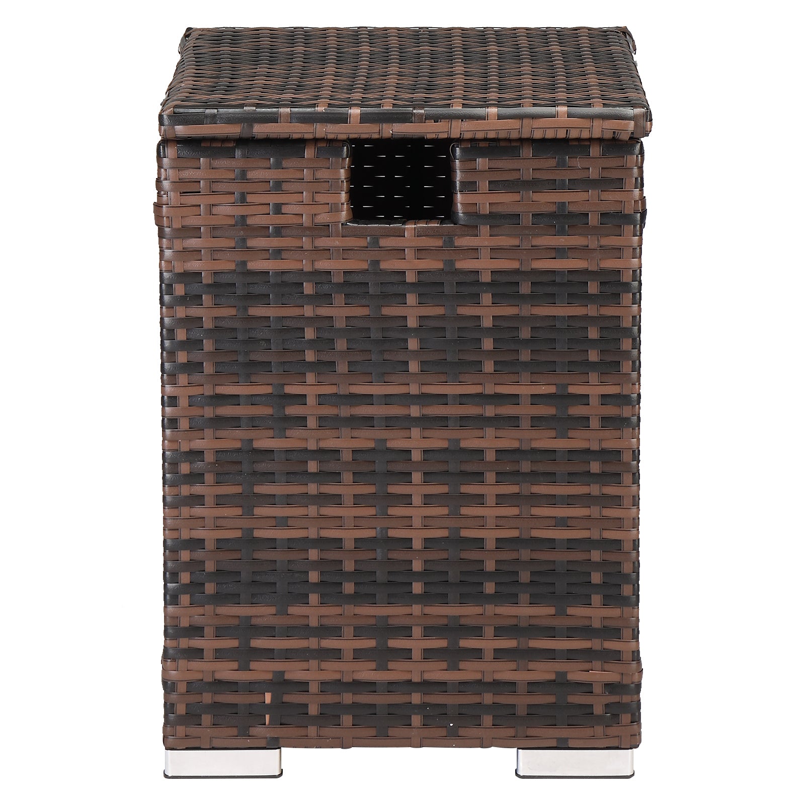 【Replace 95812680】40*40*57cm Iron Frame Gas Bottle Storage Rattan Side Table Brown Gradient