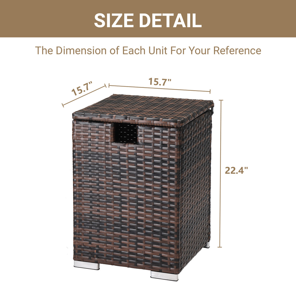 【Replace 95812680】40*40*57cm Iron Frame Gas Bottle Storage Rattan Side Table Brown Gradient