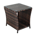 【Replace 6088352】Glass Surface Brown Gradient Iron Frame Rattan Side Table