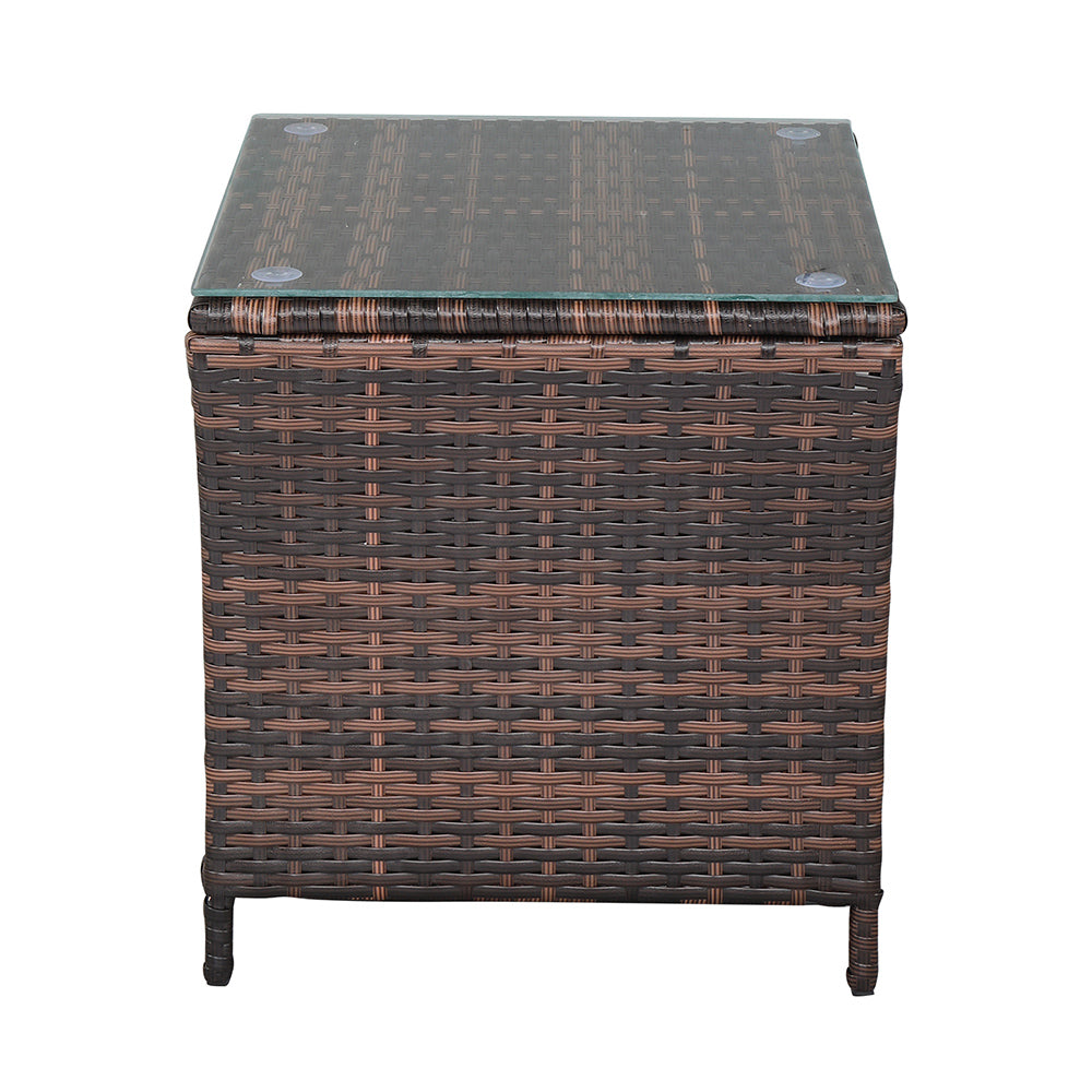 【Replace 6088352】Glass Surface Brown Gradient Iron Frame Rattan Side Table