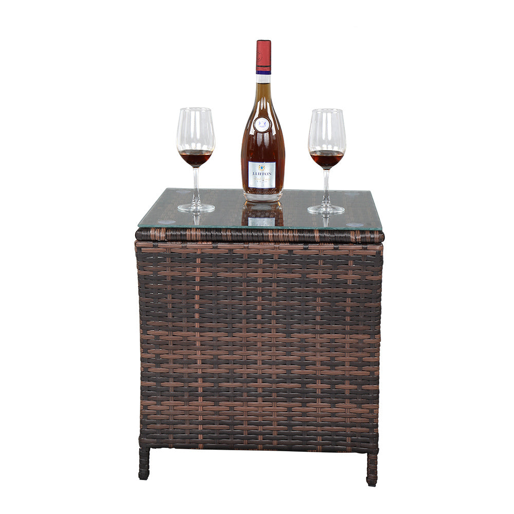 【Replace 6088352】Glass Surface Brown Gradient Iron Frame Rattan Side Table