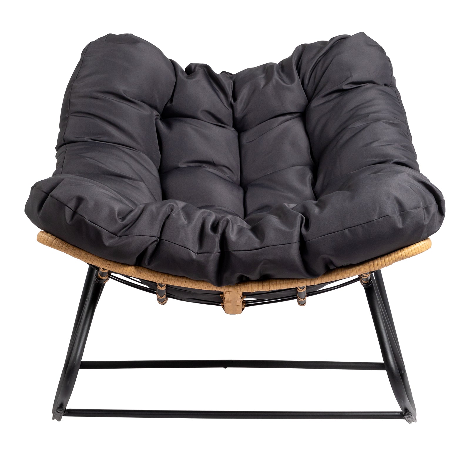 【Replace 58406521】Outdoor Rocking Chair, Oversized Patio Papasan Rocker, Comfy Reading Lounge Chair Egg Chair for Indoor Use, Patio, Porch, Garden, Dark Gray