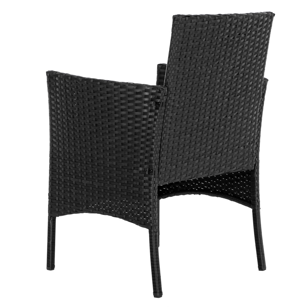【Replace 47369505】2pcs Arm Chairs 1pc Love Seat & Tempered Glass Coffee Table Rattan Sofa Set Black