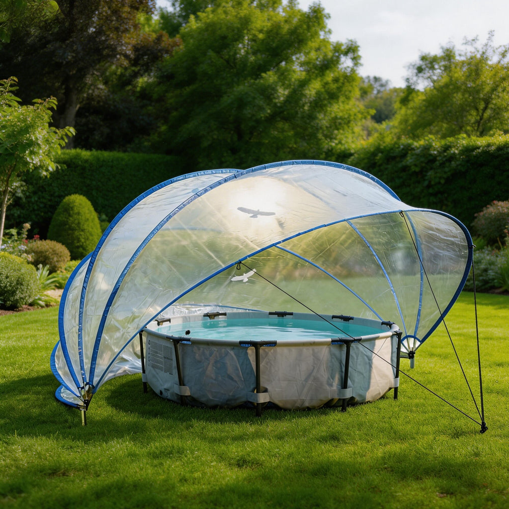 18-foot retractable pool cover, PVC film fiberglass rod pool fence, outdoor swimming pool accessories
