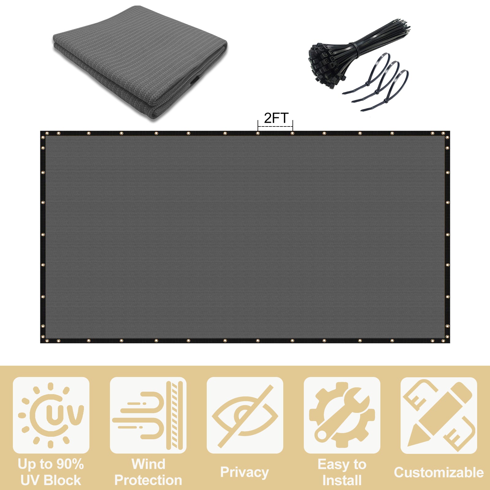 5'X25' Dark Grey HDPE Fence