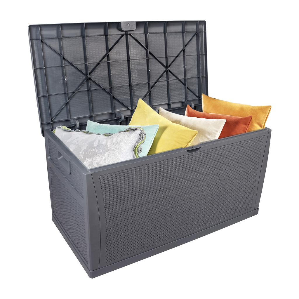 120gal 460L Outdoor Garden Plastic Storage Deck Box Chest Tools Cushions Toys Lockable Seat Waterproof