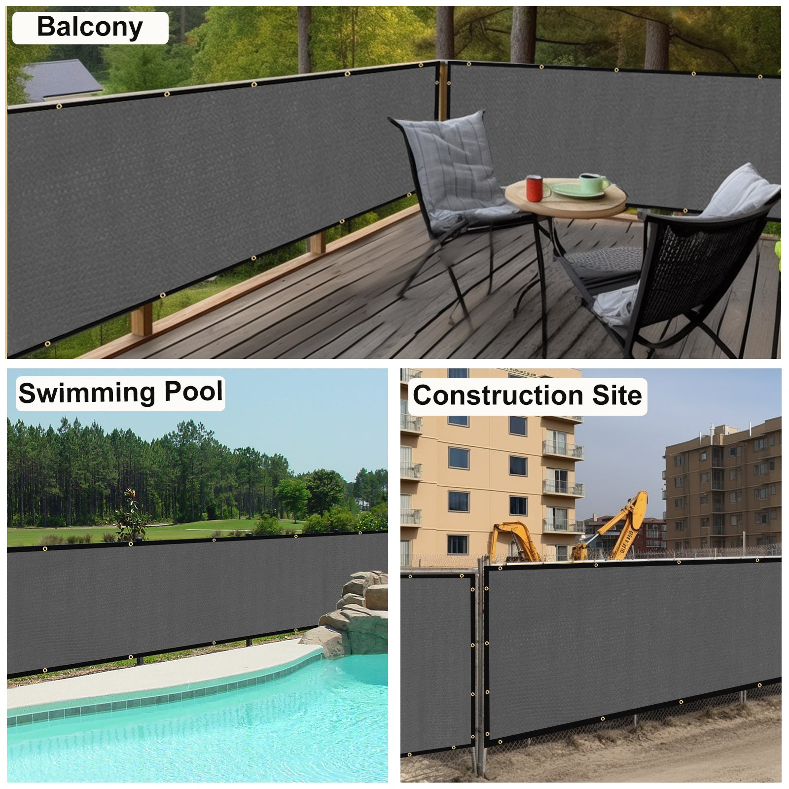 5'X25' Dark Grey HDPE Fence