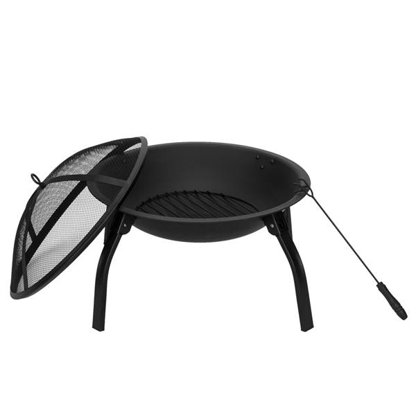 22" Four - legged Folding Iron Brazier Wood Burning Fire Pit Decoration for Backyard Poolside