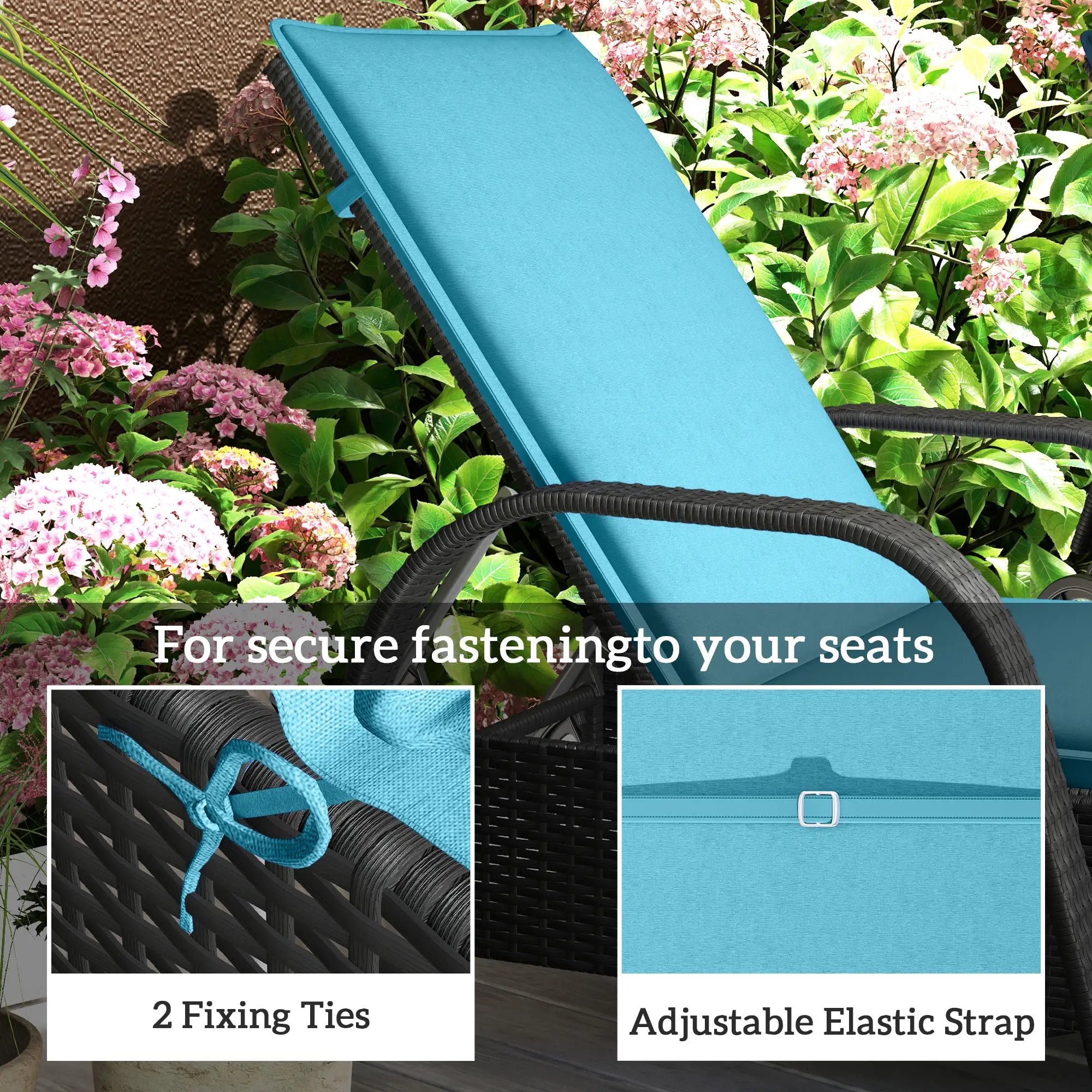 Foldable Chaise Lounge Cushion Set of 2